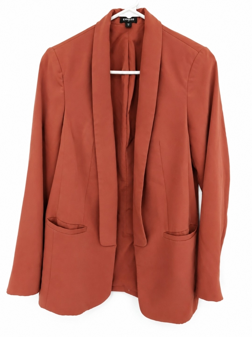 Express Women's Rust Open-Front Shawl Collar Blazer